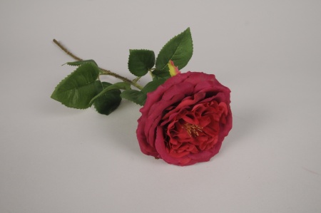 Rose artificielle bordeaux H50cm