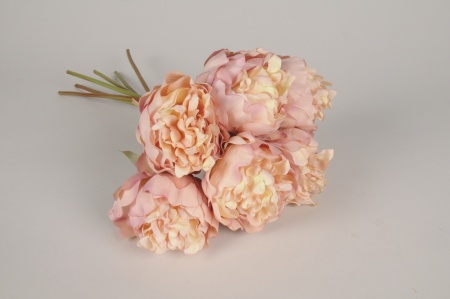 Bouquet de 6 pivoines artificielles saumon H42cm