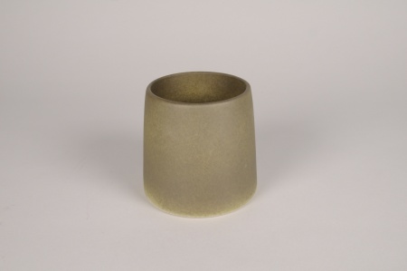 Cache-pot en terre cuite vert D10cm H10cm