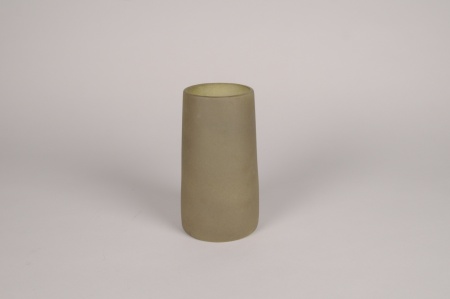 Vase en terre cuite vert D10cm H19cm