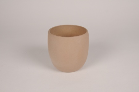 Cache-pot en terre cuite taupe D12cm H12cm