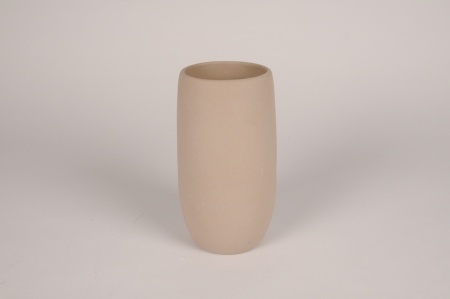 Vase en terre cuite taupe D11cm H18.5cm