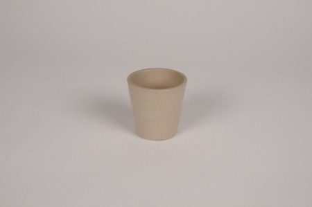 Cache-pot en terre cuite taupe D7cm H7cm