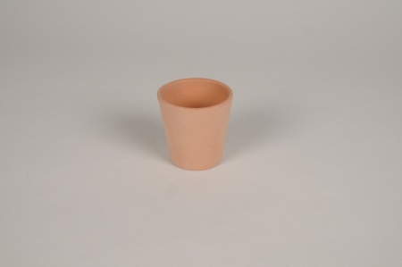 Cache-pot en terre cuite rose D7cm H7cm