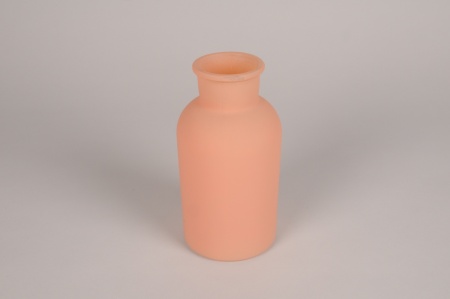 Vase bouteille en verre rose mat D10cm H20cm
