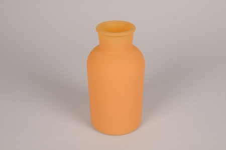Vase bouteille en verre orange mat D10cm H20cm