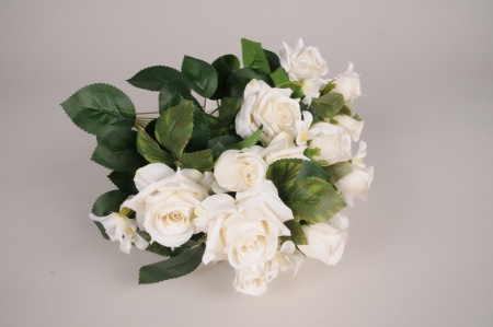 Bouquet de roses artificielles blanches H52cm