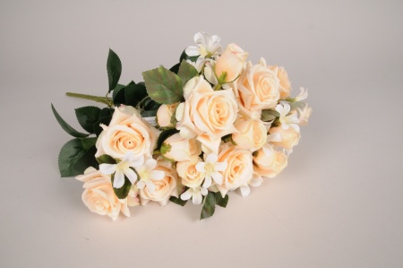 Bouquet de roses artificielles pêche H52cm