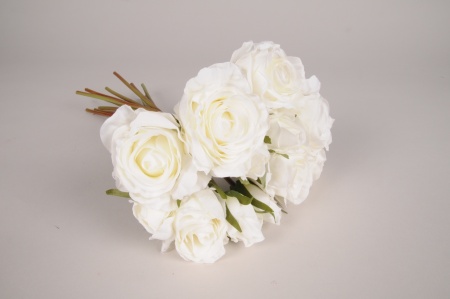 Bouquet de roses artificielles blanches H32cm