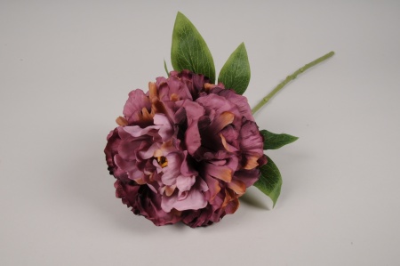 Pivoine artificielle bordeaux H62cm