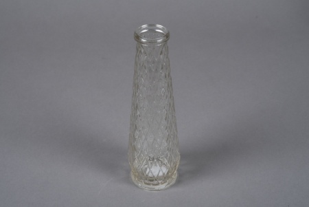 Vase en verre motif losange D6.5cm H22cm