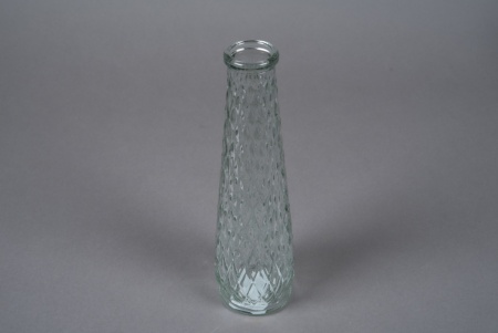 Vase en verre motif losange D7.5cm H25cm