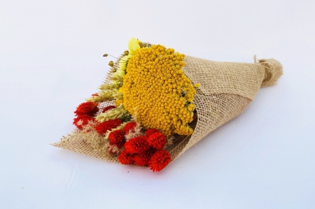 Bouquet de fleurs séchées jaunes et orange H39cm
