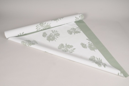 Rouleau de papier blanc motif fleur 70cmx40m