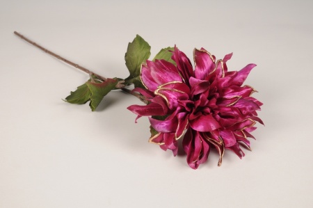 Dahlia artificiel violet et or H63cm