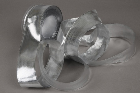 Ruban tissu brillant argent 40mm x 25m