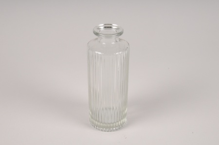 Vase bouteille en verre transparent D5cm H13cm