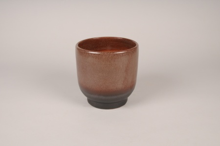 Cache-pot en céramique cacao D15cm H14.5cm