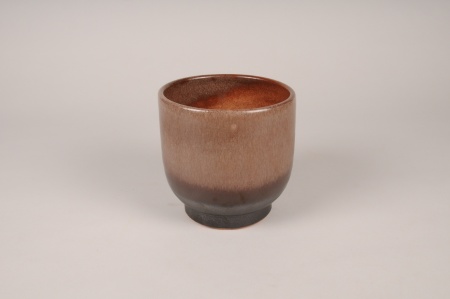 Cache-pot en céramique cacao D16.5cm H16.5cm