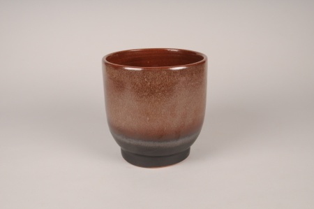 Cache-pot en céramique cacao D19.5cm H20cm