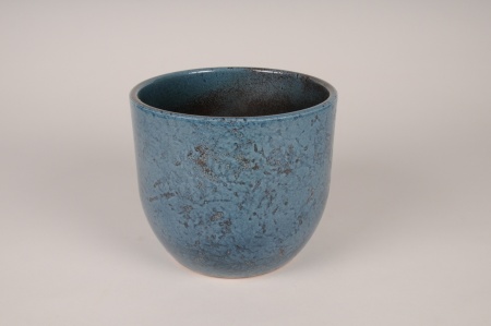 Cache-pot en céramique émaillée bleu nuit D19cm H16.5cm