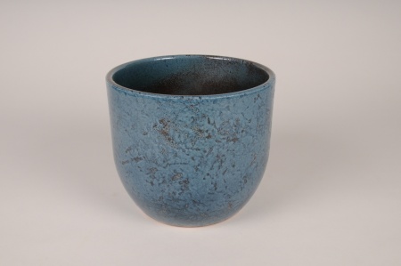 Cache-pot en céramique émaillée bleu nuit D19cm H16.5cm