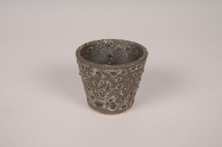 Cache-pot en céramique gris brut D8cm H7cm