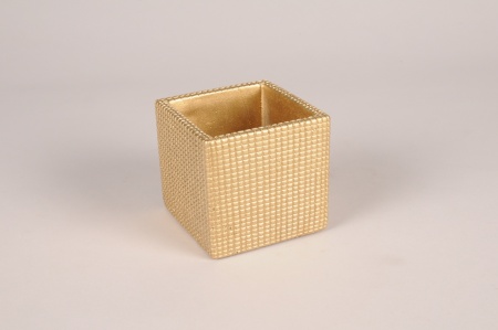 Cache-pot en céramique or 8.5x8.5cm H8cm