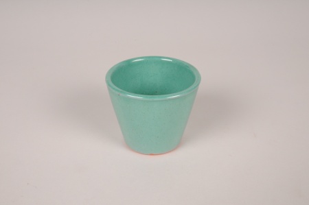 Cache-pot en céramique turquoise D8cm H7cm