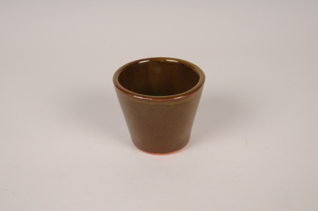 Cache-pot en céramique vert kaki D8cm H7cm