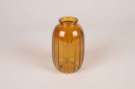 Vase bouteille en verre ambre D7cm H12cm