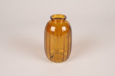 Vase bouteille en verre ambre D7cm H12cm