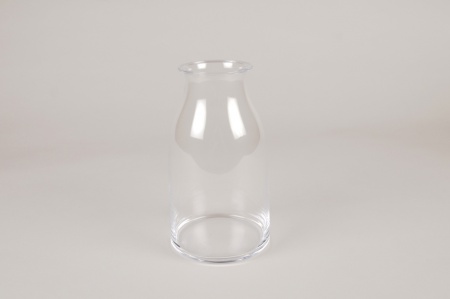 Vase bouteille en verre D9cm H17.5cm