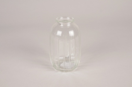 Vase bouteille en verre transparent D7cm H12cm