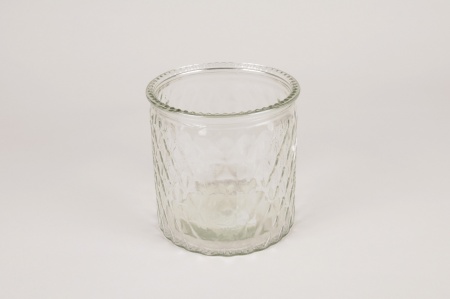 Vase en verre à motifs D11.5cm H12cm