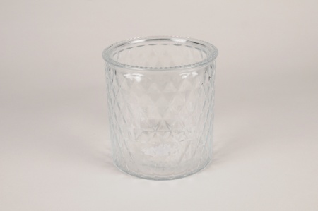 Vase en verre à motifs D14.5cm H15cm