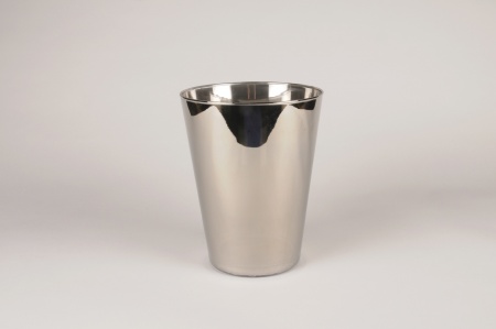 Vase en verre conique argent D15cm H16cm