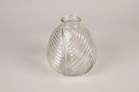 Vase en verre feuille D12cm H13cm