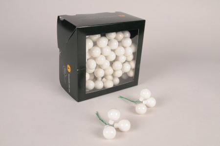 Boîte de 144 boules verre brillant blanc D25mm