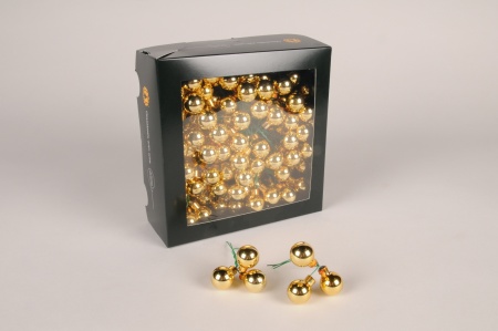 Boîte de 144 boules verre brillant or D20mm