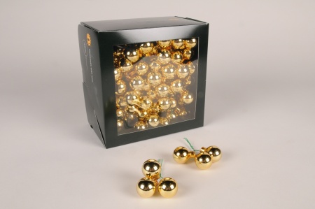 Boîte de 144 boules verre brillant or D25mm