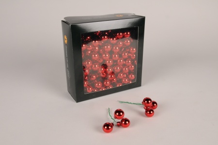 Boîte de 144 boules verre brillant rouge D20mm