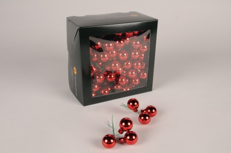 Boîte de 144 boules verre brillant rouge D25mm