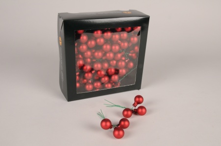 Boîte de 144 boules verre mat rouge D20mm