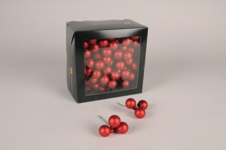 Boîte de 144 boules verre mat rouge D25mm