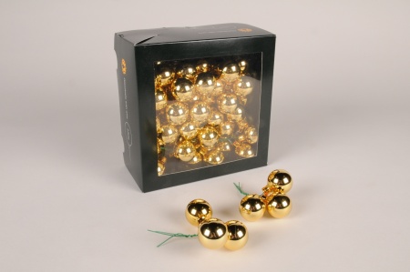 Boîte de 72 boules verre brillant or D30mm