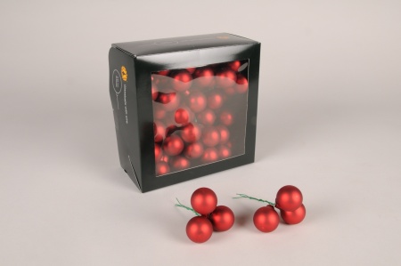 Boîte de 72 boules verre mat rouge D30mm