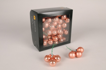 Boîte de 72 boules verre rose D30mm