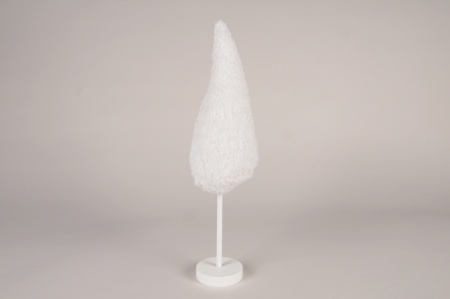 Sapin en fausse fourrure blanche et dorée H37.5cm
