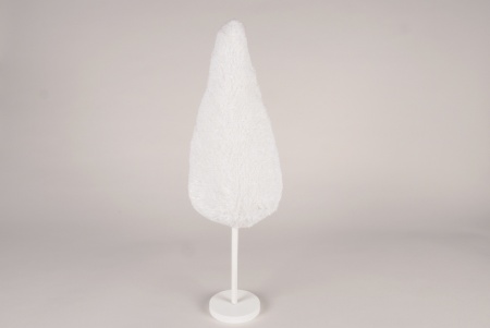 Sapin en fausse fourrure blanche et dorée H55cm